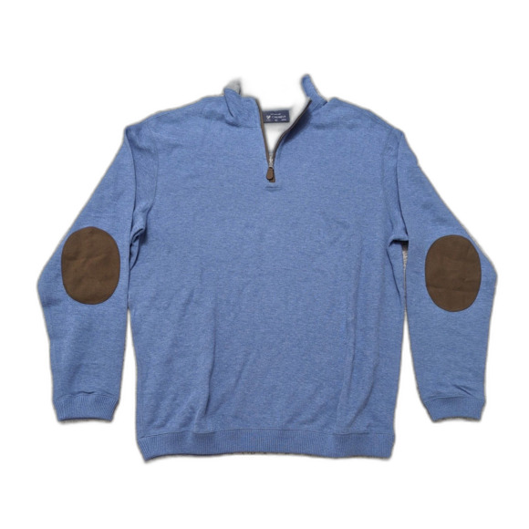 Cremieux Other - Cremieux Men's Size XLT Long Sleeve Elbow 1/4 Zip Knit Patch Sweater